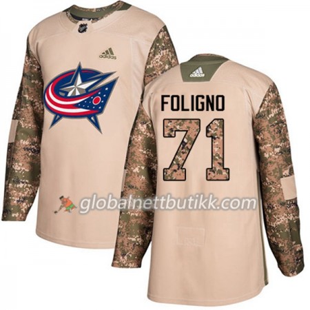 Blue Jackets Hockeydrakt Nick Foligno 71 2017-2018 Camo Veterans Day Practice Adidas Authentic - Herre